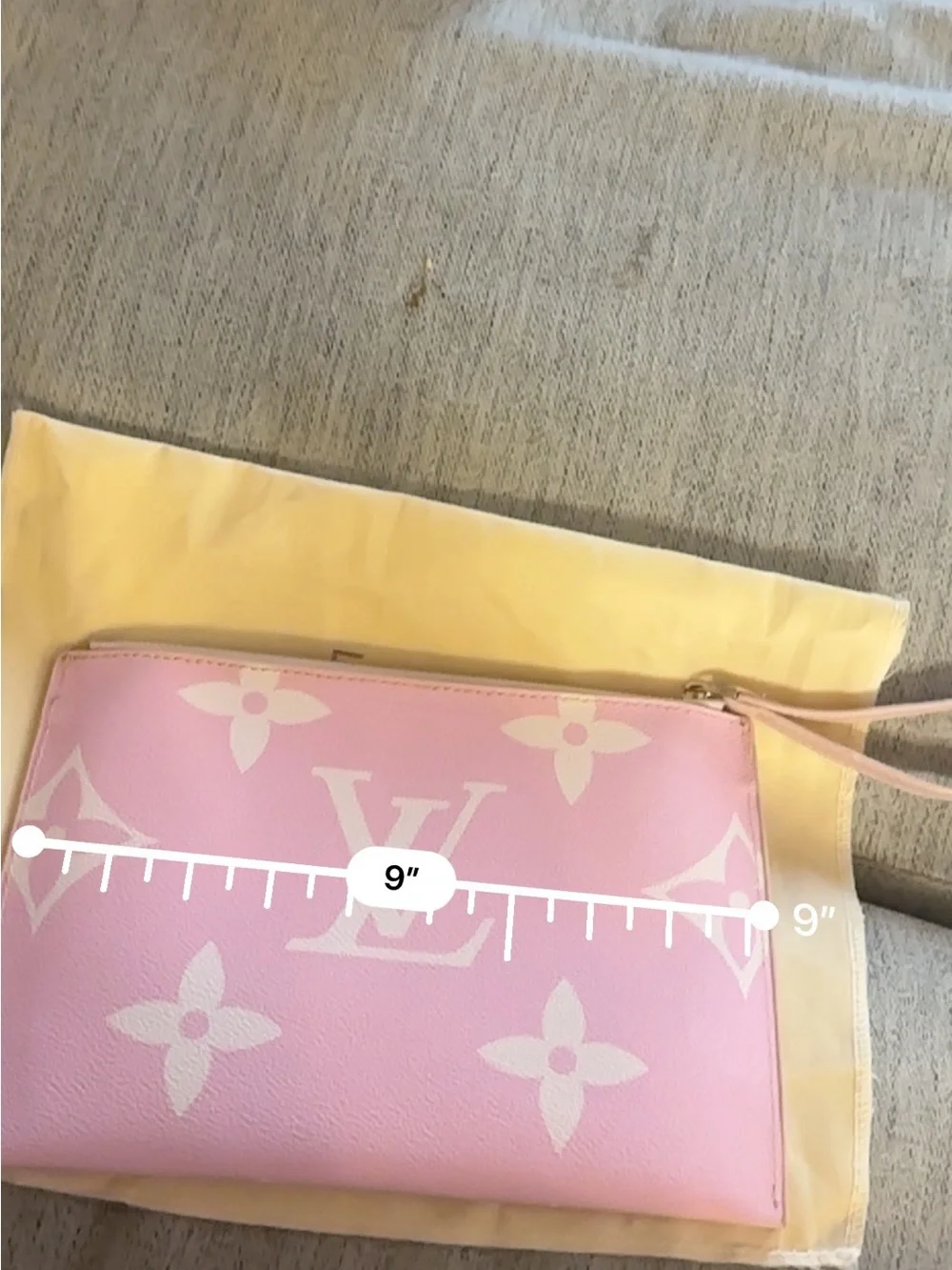 Pink & White Monogram Wristlet Pouch